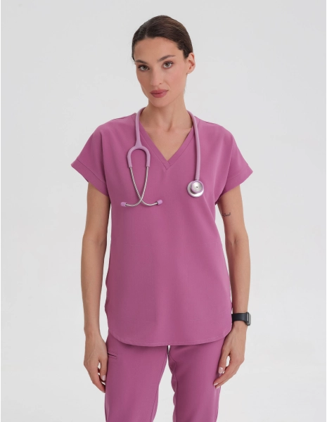 Kendall Scrub Top - BERRY SHAKE