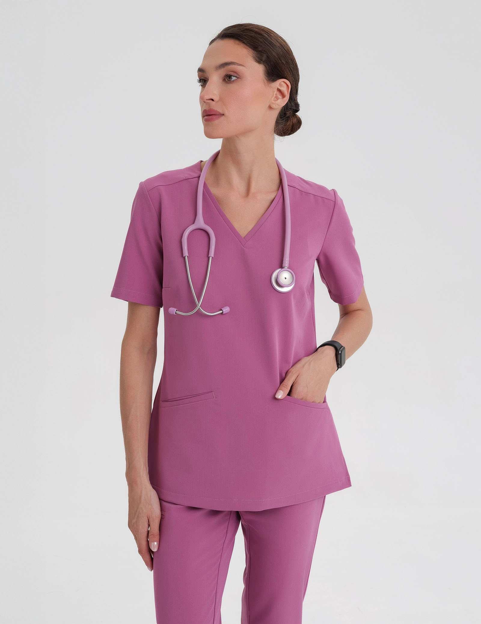 Medical Scrub Top Casy- BERRY SHAKE