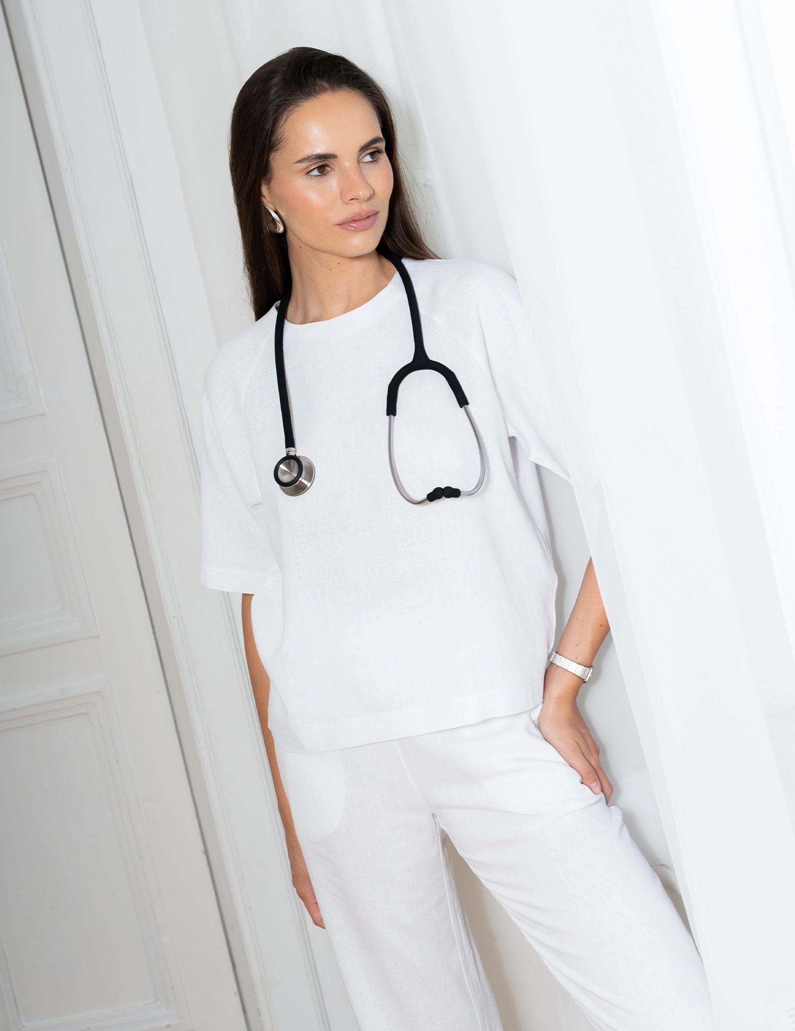 Women's Scrub Top Luna - SOFT WHITE