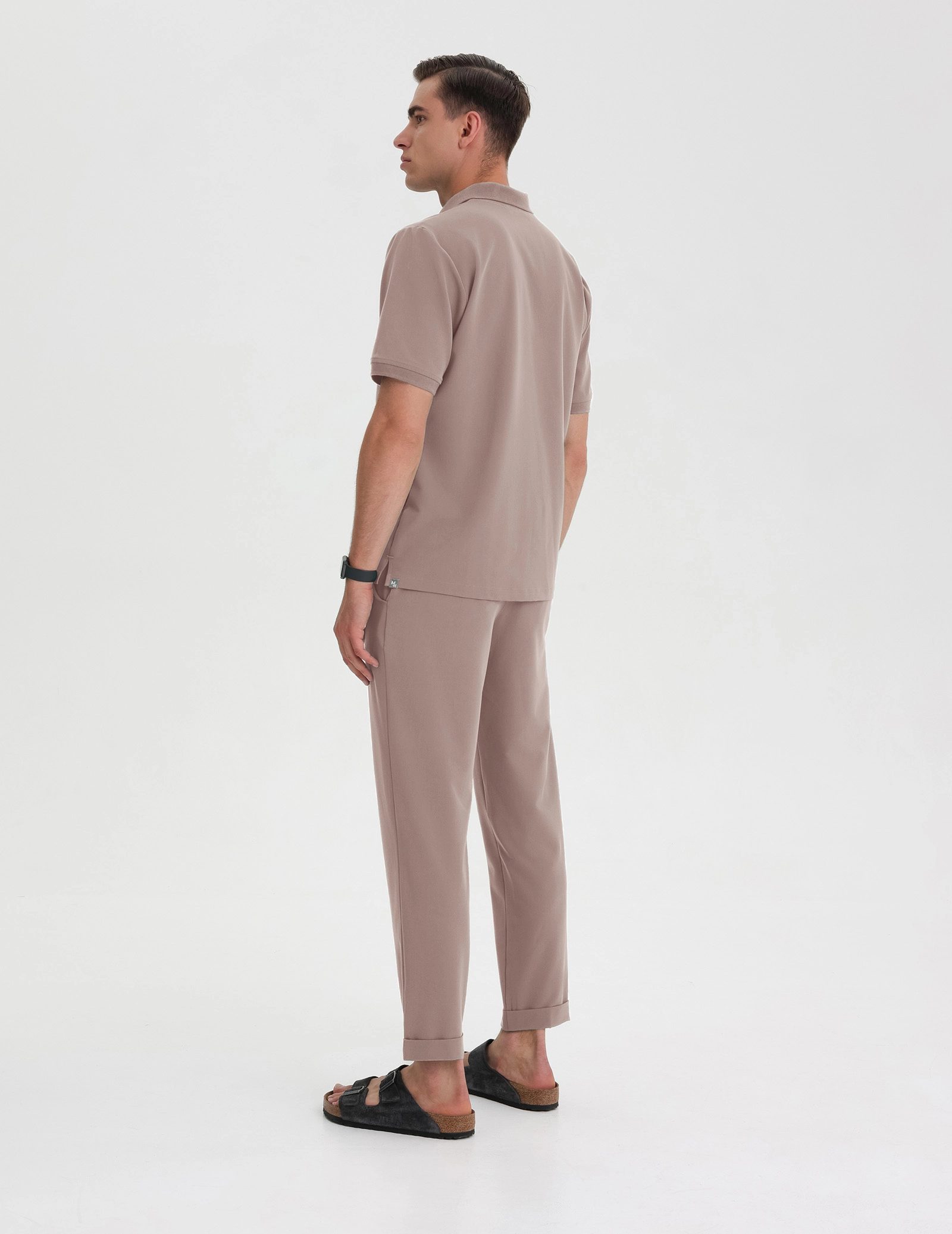 Men's Medical Polo Scrub Top - BEIGE