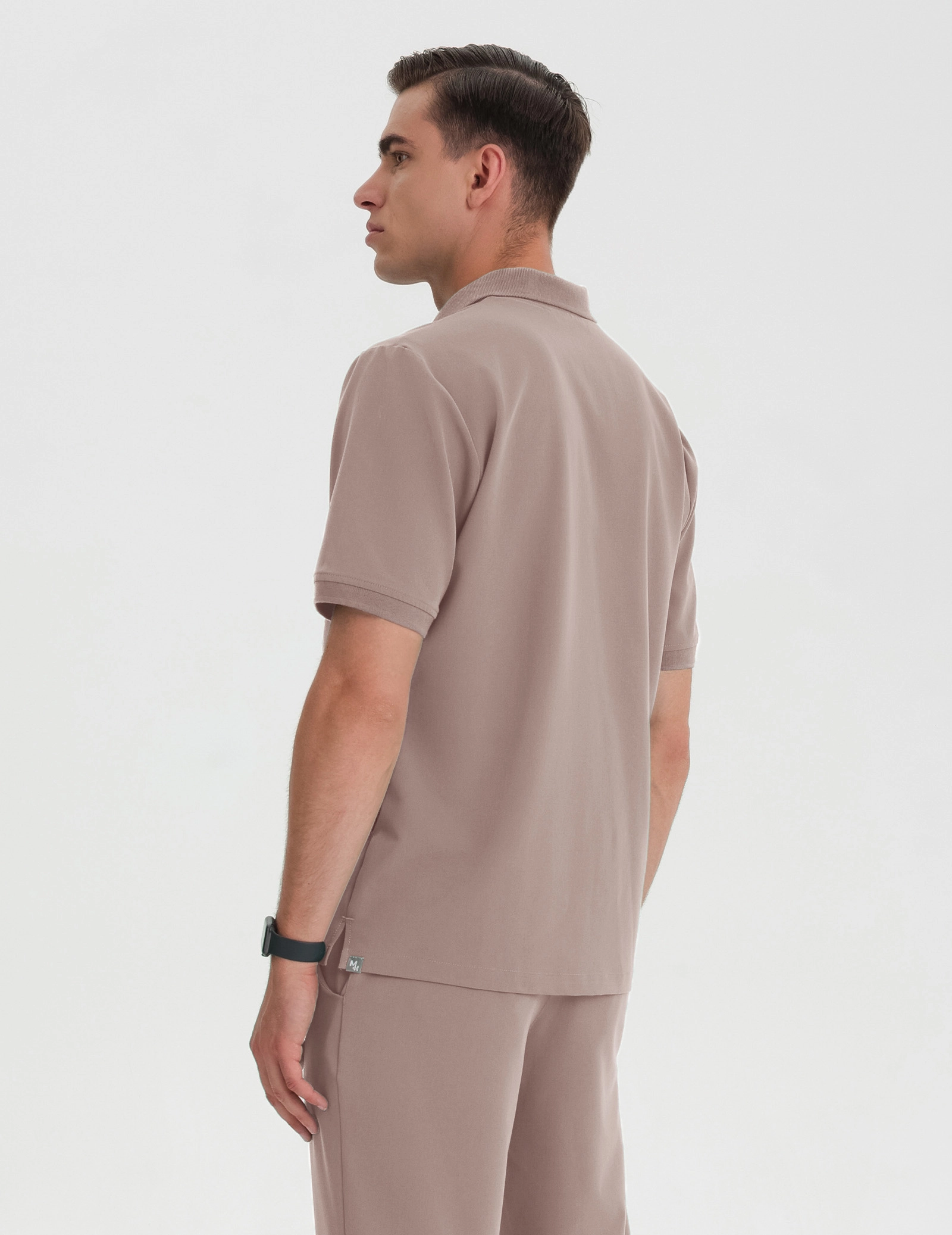 Men's Medical Polo Scrub Top - BEIGE