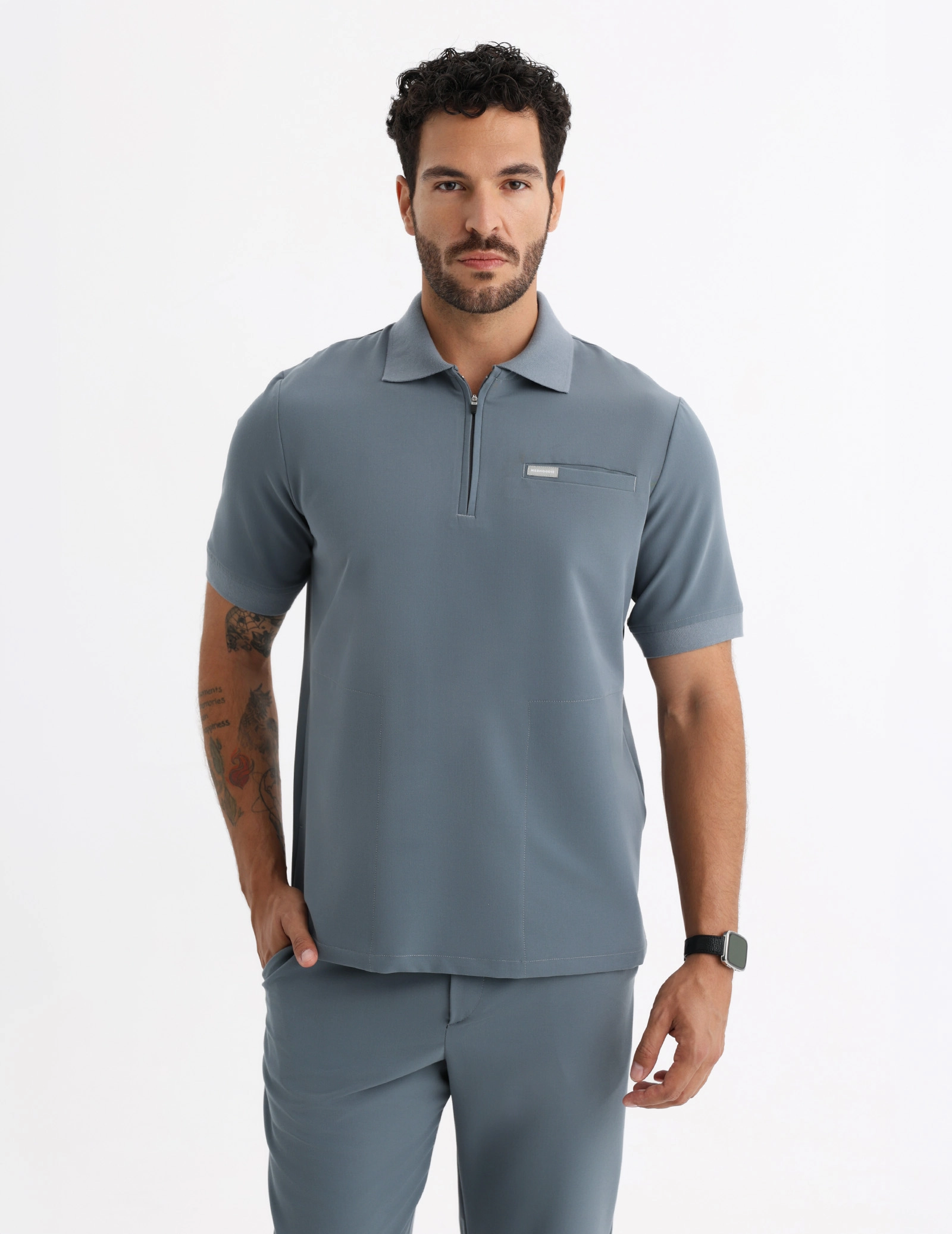 Men's Medical Polo Scrub Top - STORMY