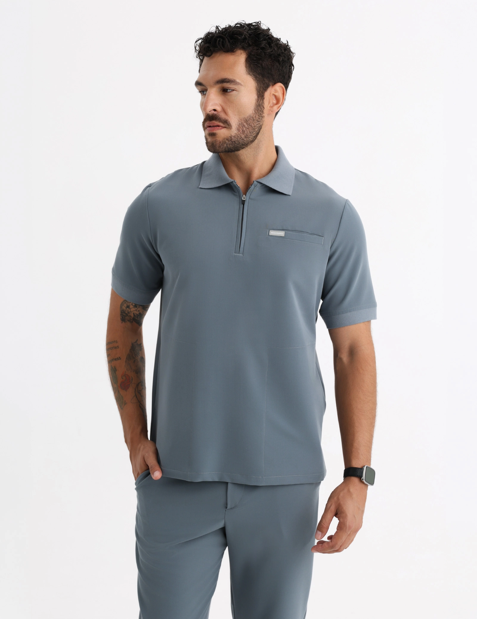 Men's Medical Polo Scrub Top - STORMY