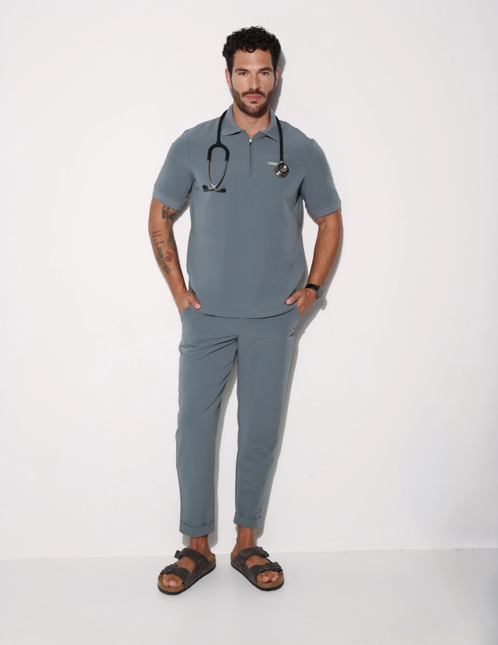 Men's Medical Polo Scrub Top - STORMY