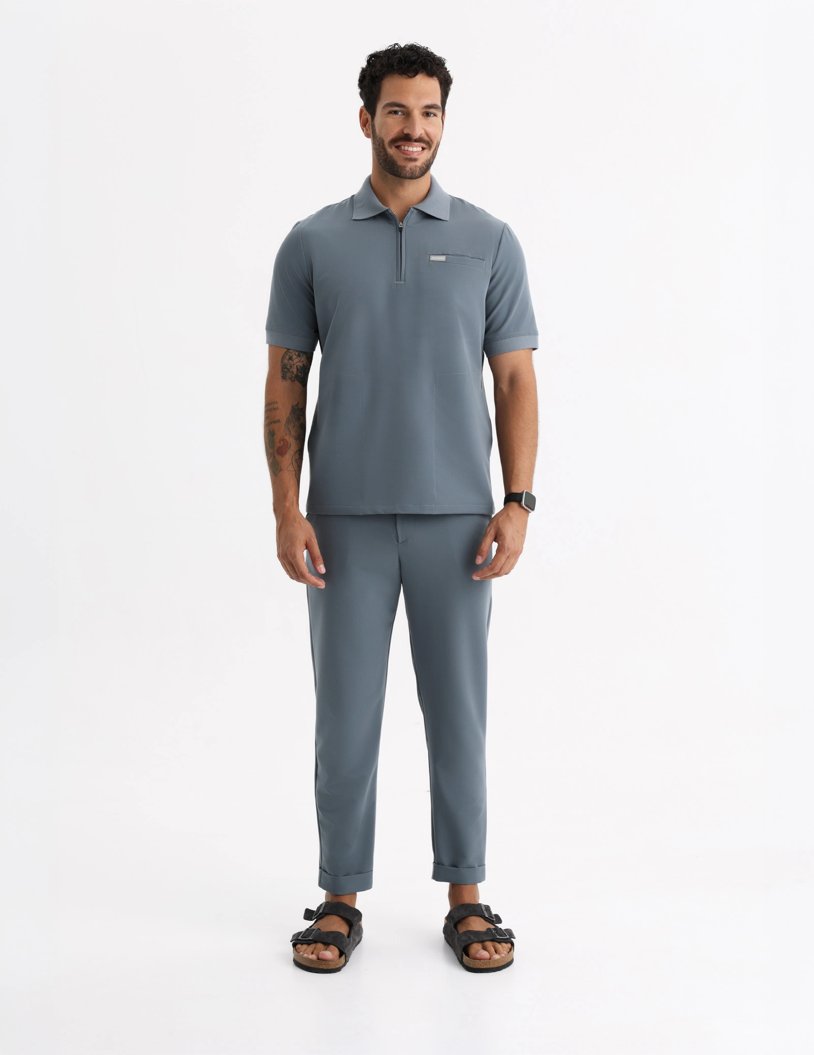 Men's Medical Polo Scrub Top - STORMY