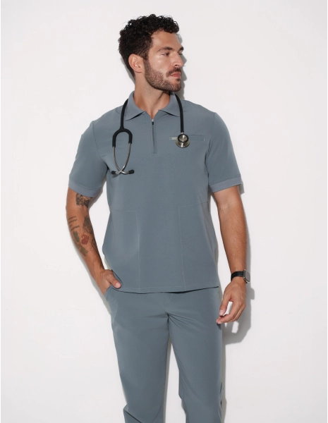 Men's Medical Polo Scrub Top - STORMY