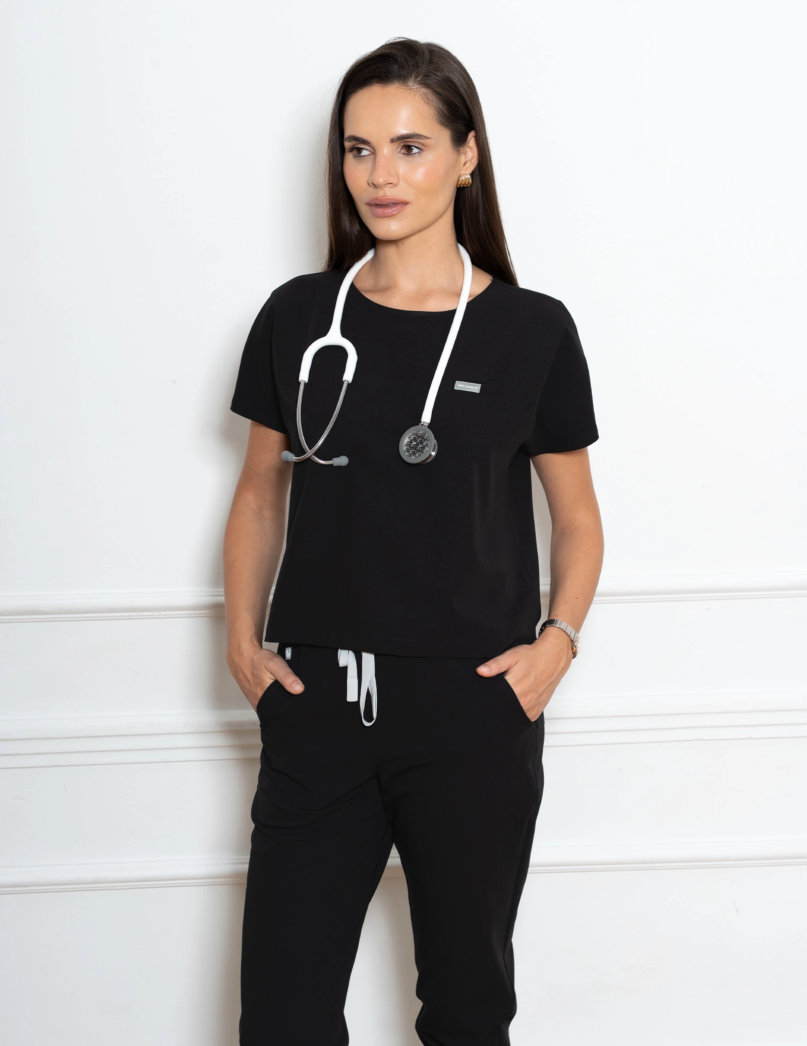 Medical Scrub Top Alisse - BLACK