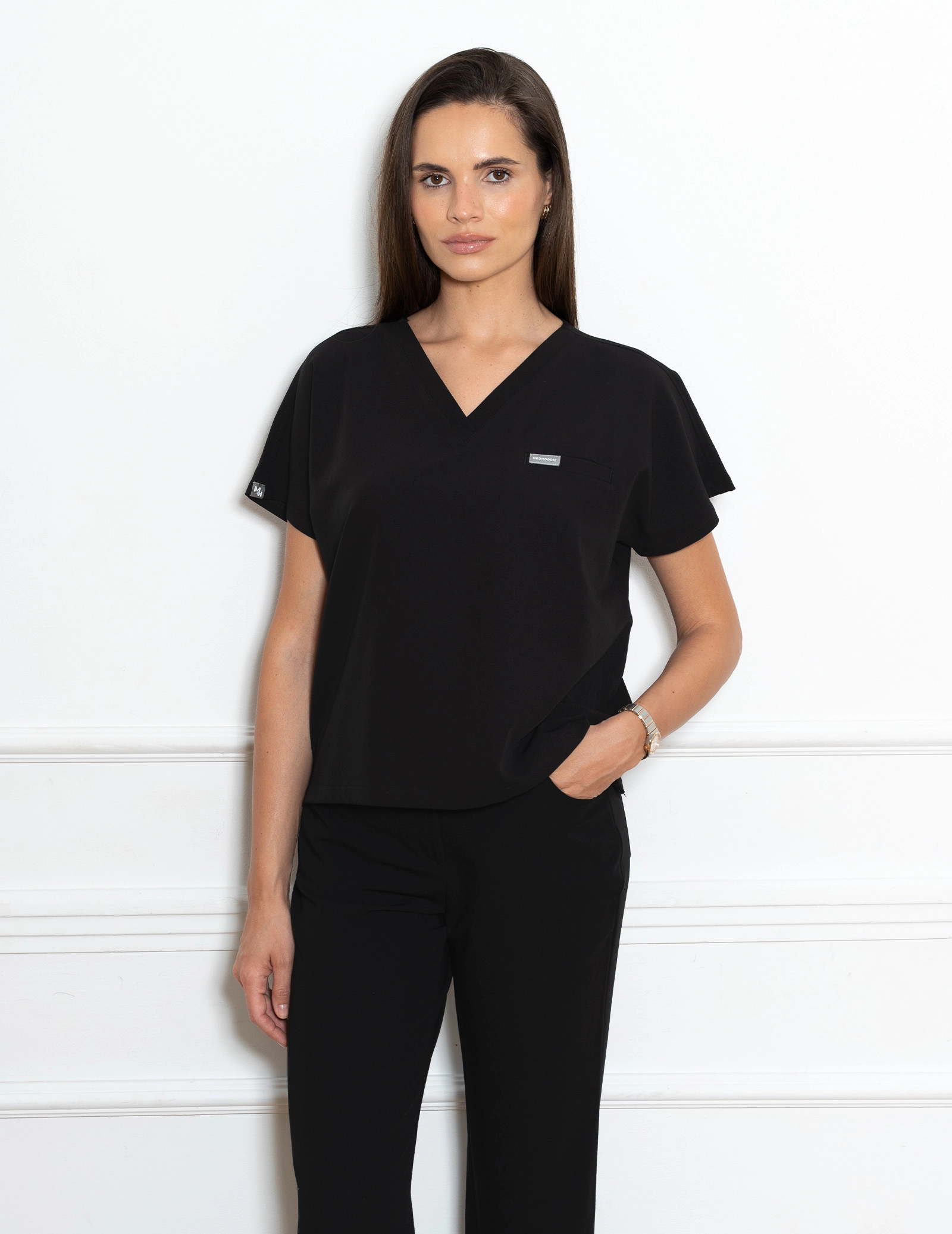 Medical Scrub Top Vessa - BLACK