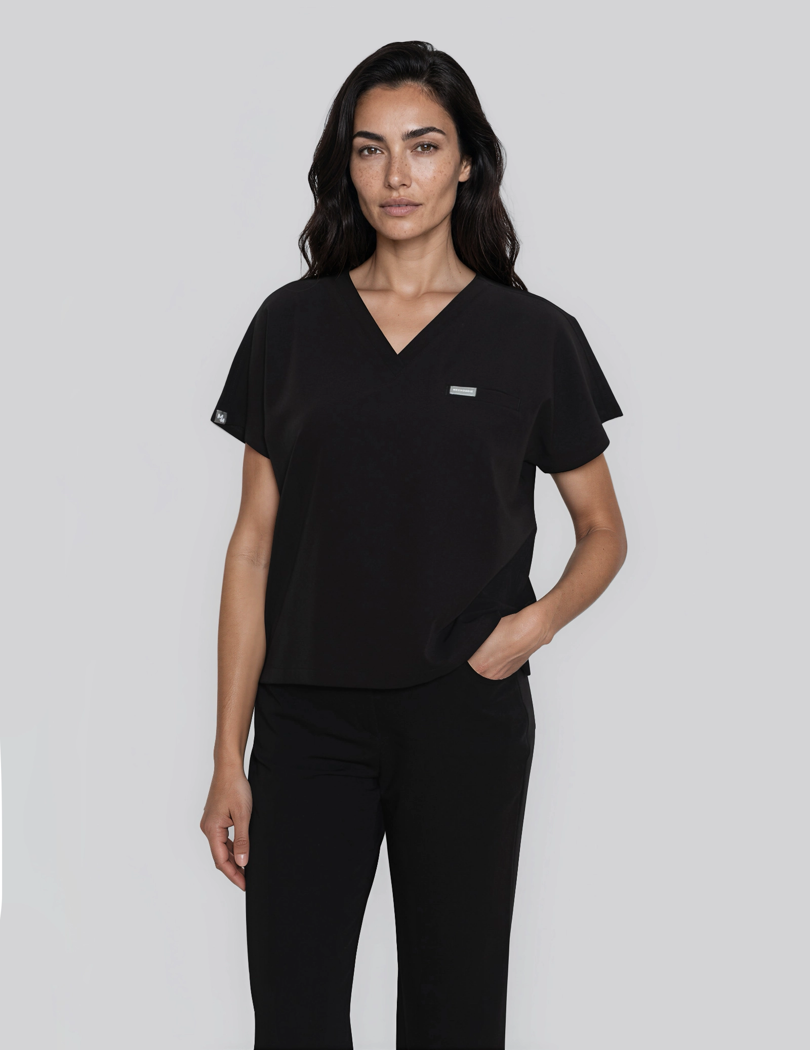 Medical Scrub Top Vessa - BLACK