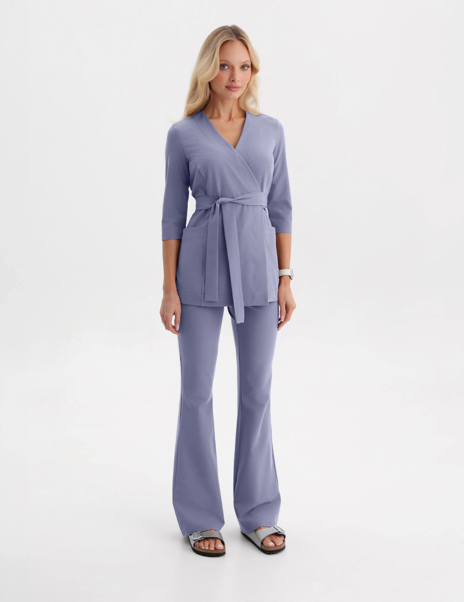 Rosalie tied medical Blouse - MILKY LAVENDER