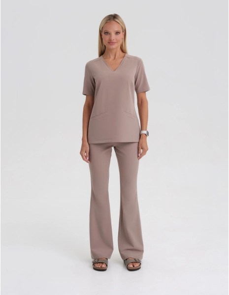 Women's Medical Scrub Pants Flare - BEIGE